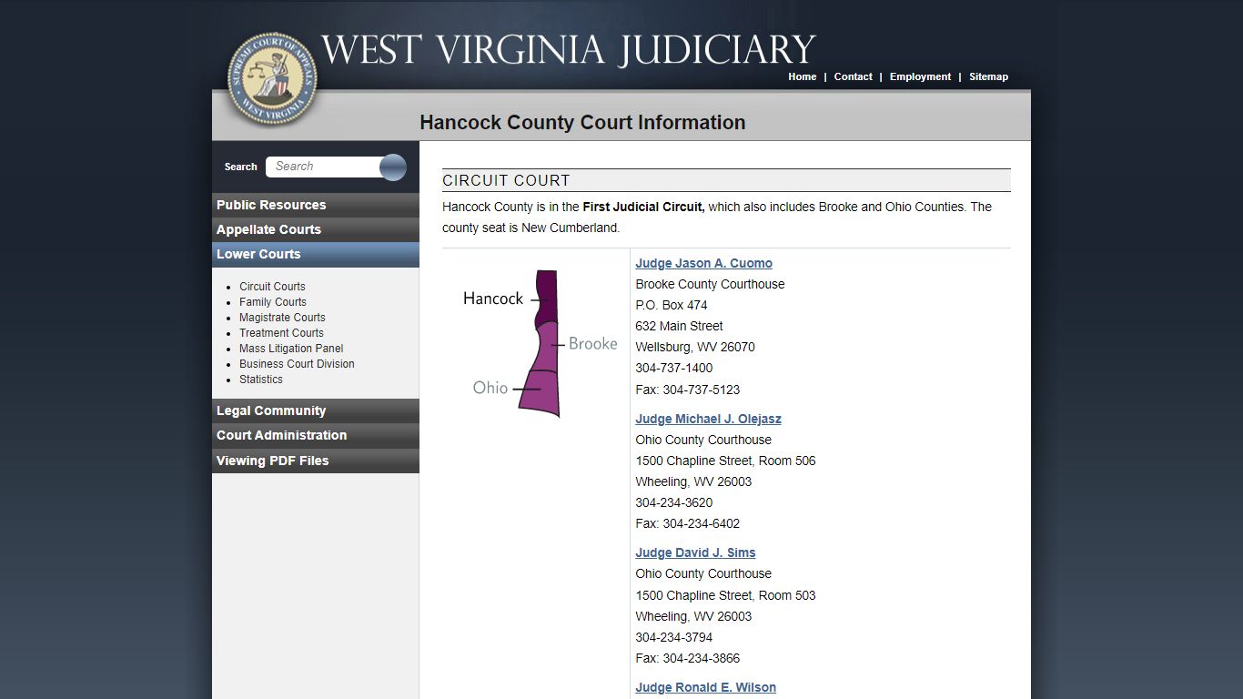 Hancock County Court Information - West Virginia Judiciary - courtswv.gov